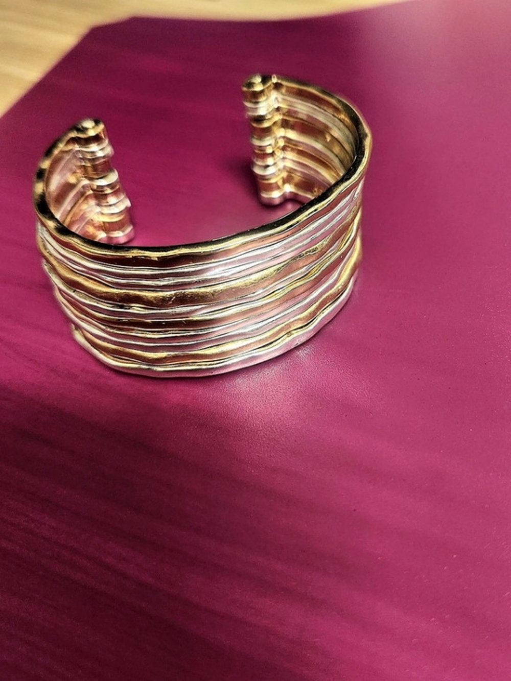Mixed Tone Multi-Band Cuff Bracelet